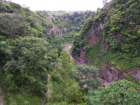 Looking at the Overflow River for the Cashi Damn, Cashi, Costa Rica.