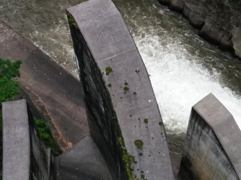 Looking at the Beginning of the Overflow River Side of the Cashi Damn, Cashi, Costa Rica