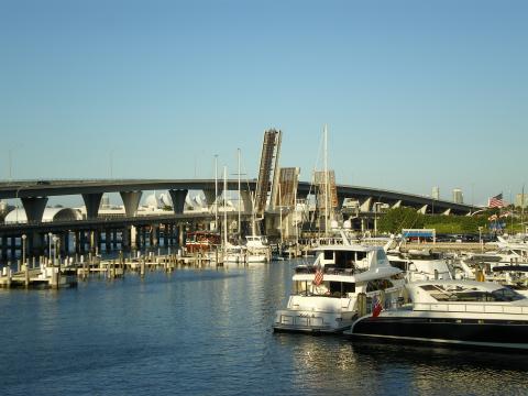 Look at the Bayside Marina From the Bayside Market Place in Miami Florida-May 8 2009