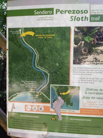 Information Board On Pathway at the Parque Nacional Manuel Antonio Park Costa Rica