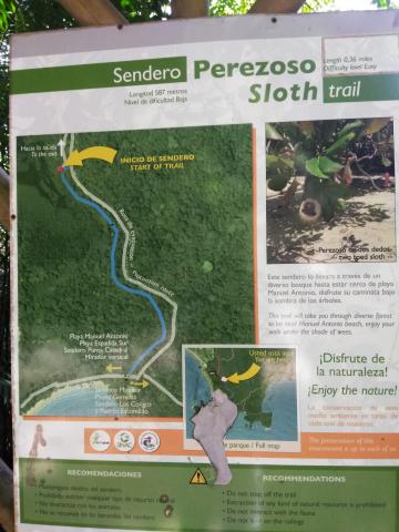 Information Board On Pathway at the Parque Nacional Manuel Antonio Park Costa Rica