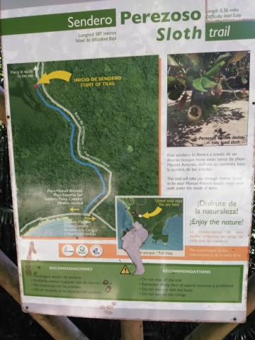 Information Board On Pathway at the Parque Nacional Manuel Antonio Park Costa Rica