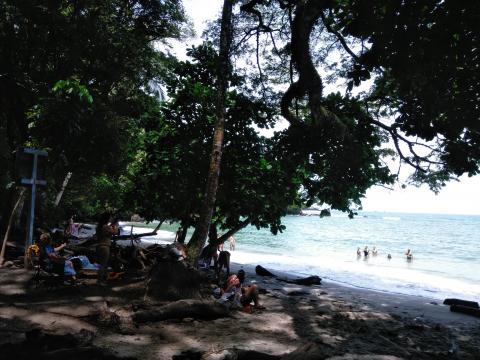 Pacific Ocean Beach Picnic Area With Wild Monkeys Located at Parque Nacional Manuel Antonio Park Costa Rica