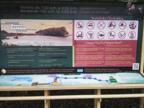 Information Board On Pathway at the Parque Nacional Manuel Antonio Park Costa Rica