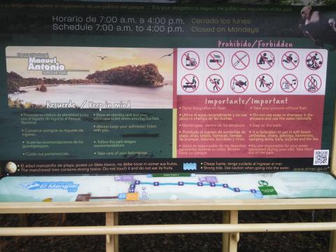 Information Board On Pathway at the Parque Nacional Manuel Antonio Park Costa Rica