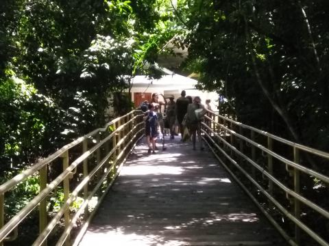 Marilyn Soto, Isaac Soto and Nicole Soto On the Pathway through the Jungle at Parque Nacional Manuel Antonio Park Costa Rica