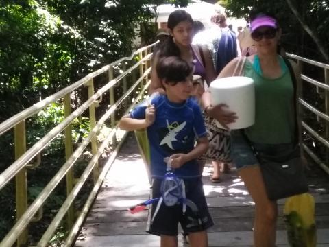 Marilyn Soto, Isaac Soto and Nicole Soto On the Pathway through the Jungle at Parque Nacional Manuel Antonio Park Costa Rica