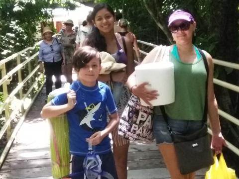 Marilyn Soto, Isaac Soto and Nicole Soto On the Pathway through the Jungle at Parque Nacional Manuel Antonio Park Costa Rica