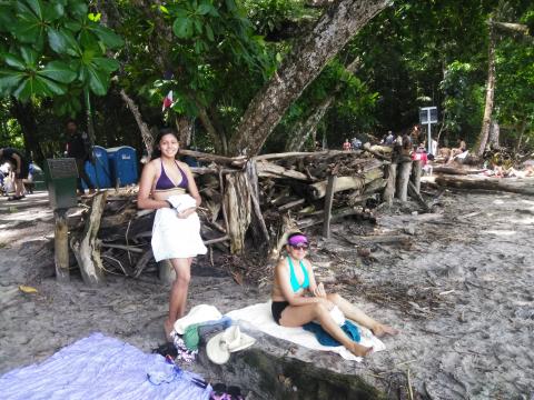 Nicole Soto and Marilyn Soto on the Pacific Ocean Beach Area Located at Parque Nacional Manuel Antonio Park Costa Rica