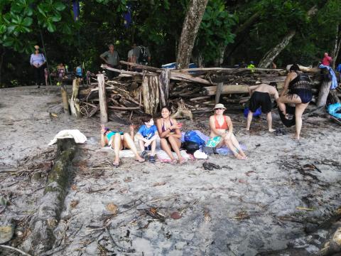 Marjorie Soto, Nicole Soto, Isaac Soto and Marilyn Soto on the Pacific Ocean Beach Area Located at Parque Nacional Manuel Antonio Park Costa Rica