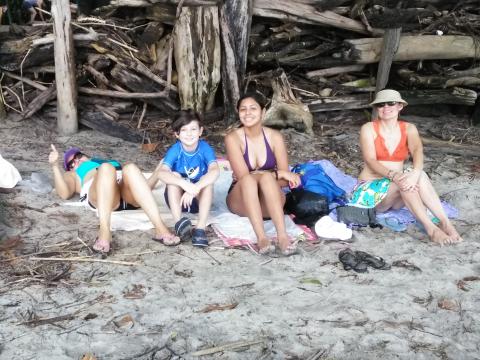 Marjorie Soto, Nicole Soto, Isaac Soto and Marilyn Soto on the Pacific Ocean Beach Area Located at Parque Nacional Manuel Antonio Park Costa Rica